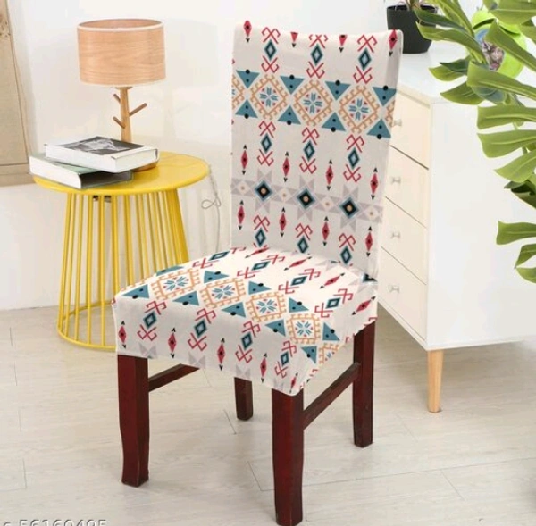 Elastic Stretchable Printed Dining Chair Covers Set of 6 will bloom your dining with their HD printed designs - Polyster, Elastic, Pack of 6, Single Seater